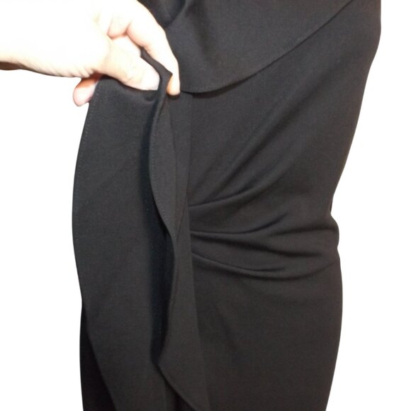 new H HALSTON Dress, 8, Black, Asymmetrical, Ruffle front, Sleeveless - Picture 10 of 15